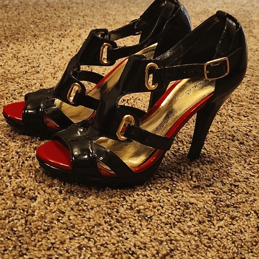 Charlotte Russe Black Heel with Gold Accents